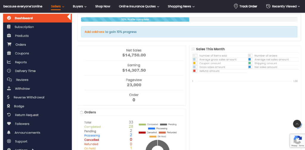 vendor zonline seller dashboard