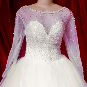 Long Sleeve Wedding Gown SBCWG04 closeup