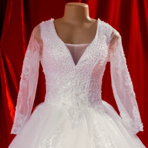 Long Tail Wedding Gown SBCWG07 closeup