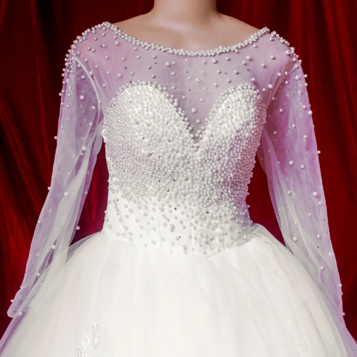 Long Sleeve Wedding Gown SBCWG04 closeup Long Sleeve Wedding Gown SBCWG04 closeup