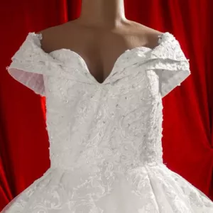 Long Tail Wedding Gown SBCWG05 closeup
